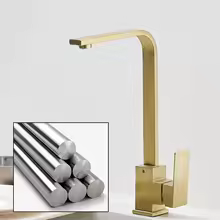 Modern Square Kitchen Faucet - Brushed Gold