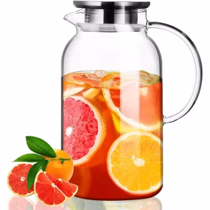 Ribbed Glass Water Pitcher with Lid