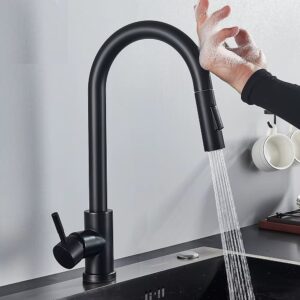 Modern Single-Handle Kitchen Faucet - Matte Black
