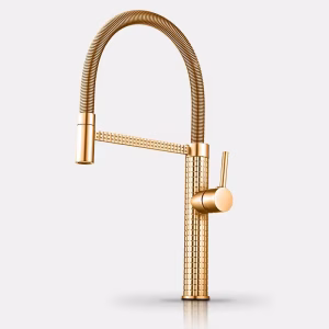 Commercial Spring Kitchen Faucet - Brushed Gold