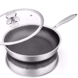 Honeycomb Stainless Steel Fry Pan with Lid